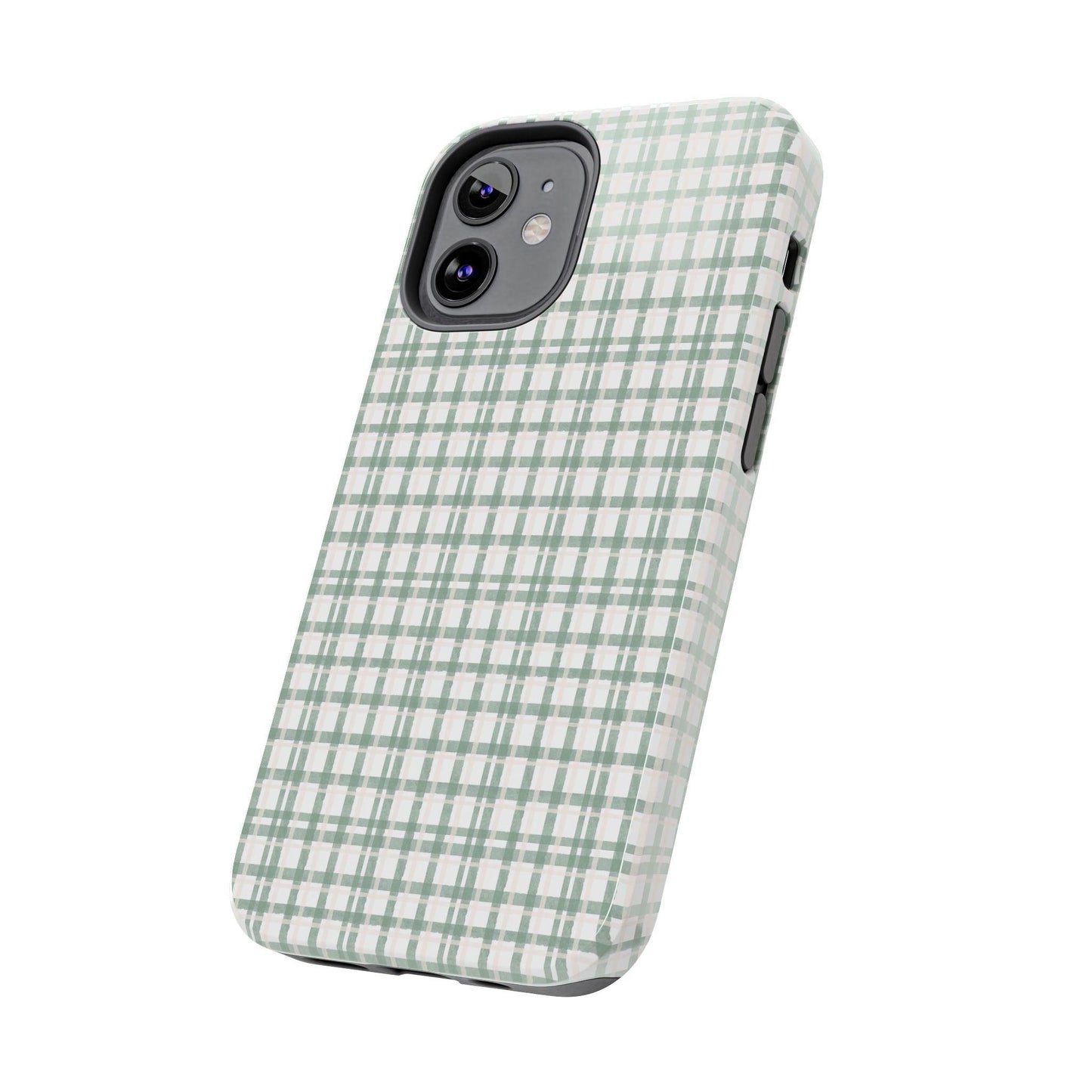 Vintage Sage Gingham Tough iPhone Cases - SmartHomeGoodies