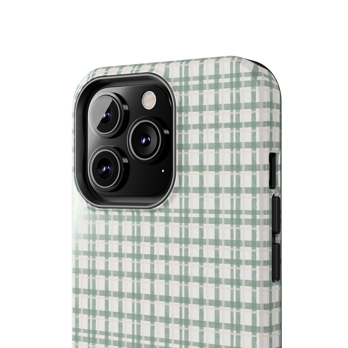 Vintage Sage Gingham Tough iPhone Cases - SmartHomeGoodies