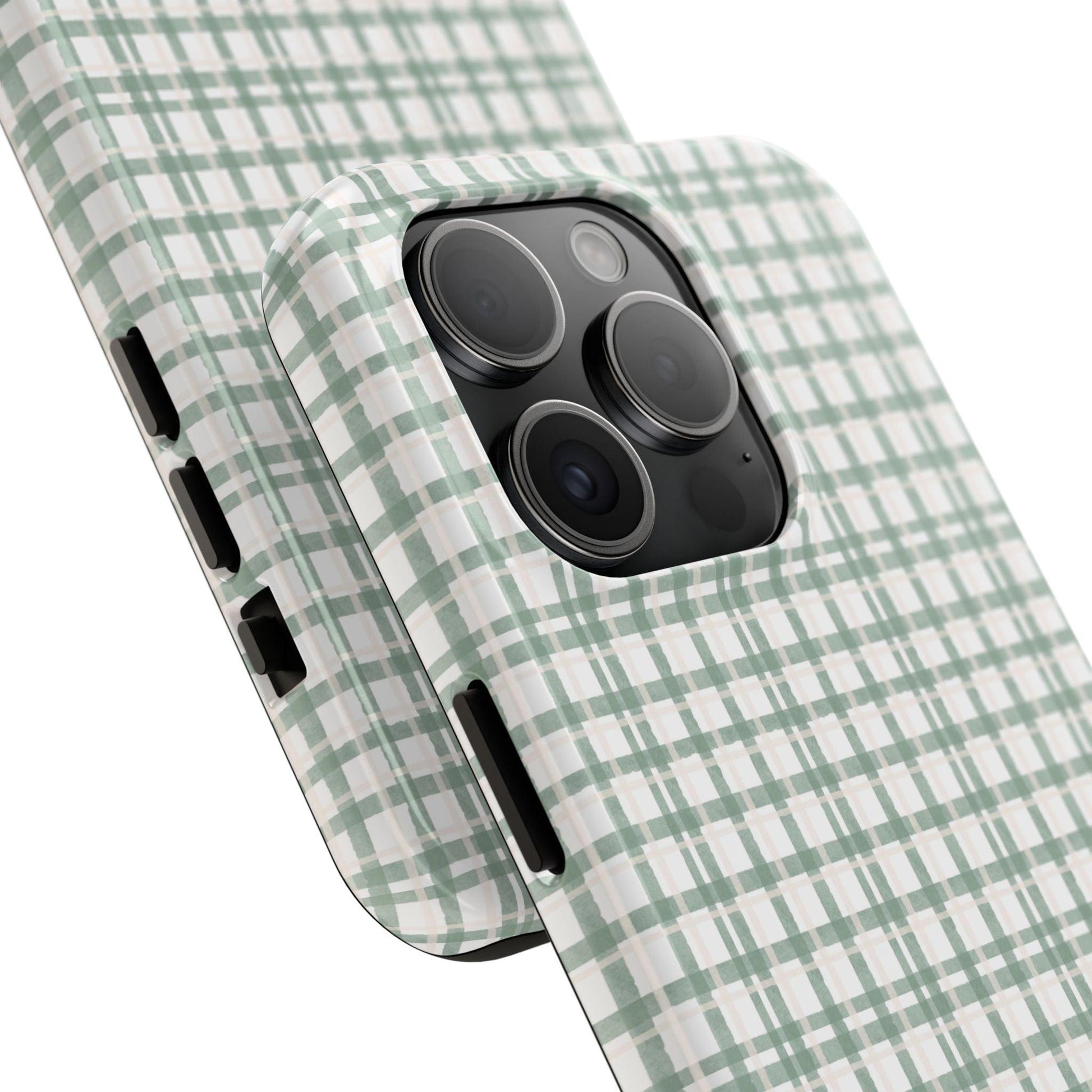 Vintage Sage Gingham Tough iPhone Cases - SmartHomeGoodies