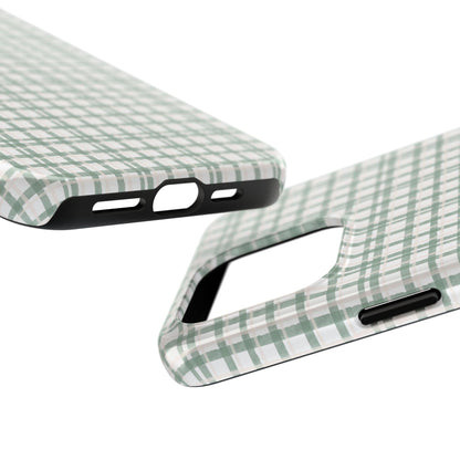 Vintage Sage Gingham Tough iPhone Cases - SmartHomeGoodies