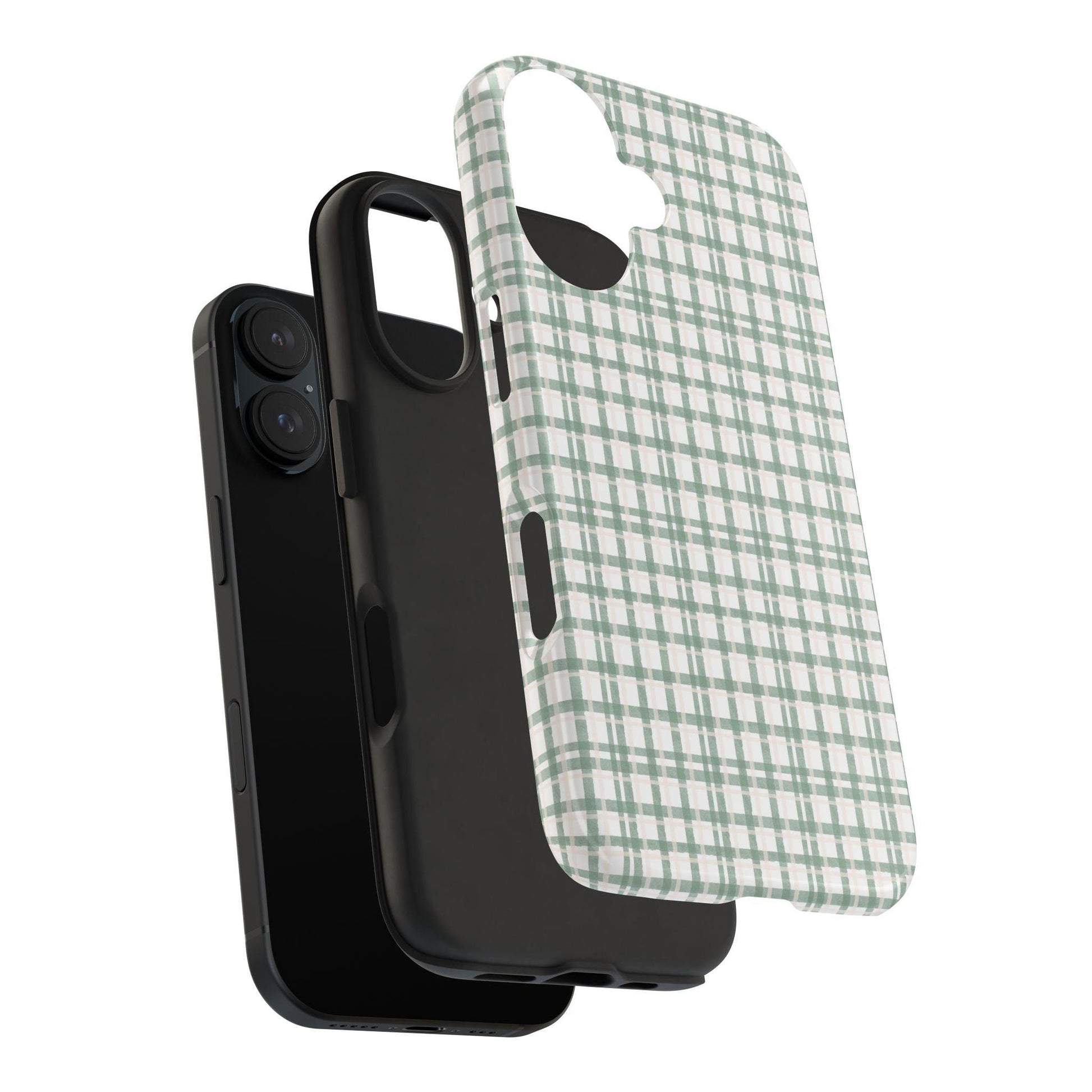 Vintage Sage Gingham Tough iPhone Cases - SmartHomeGoodies