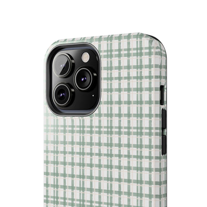 Vintage Sage Gingham Tough iPhone Cases - SmartHomeGoodies