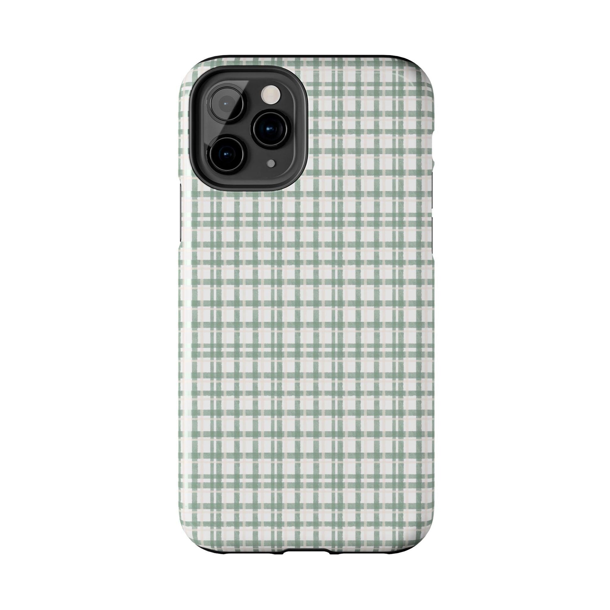Vintage Sage Gingham Tough iPhone Cases - SmartHomeGoodies