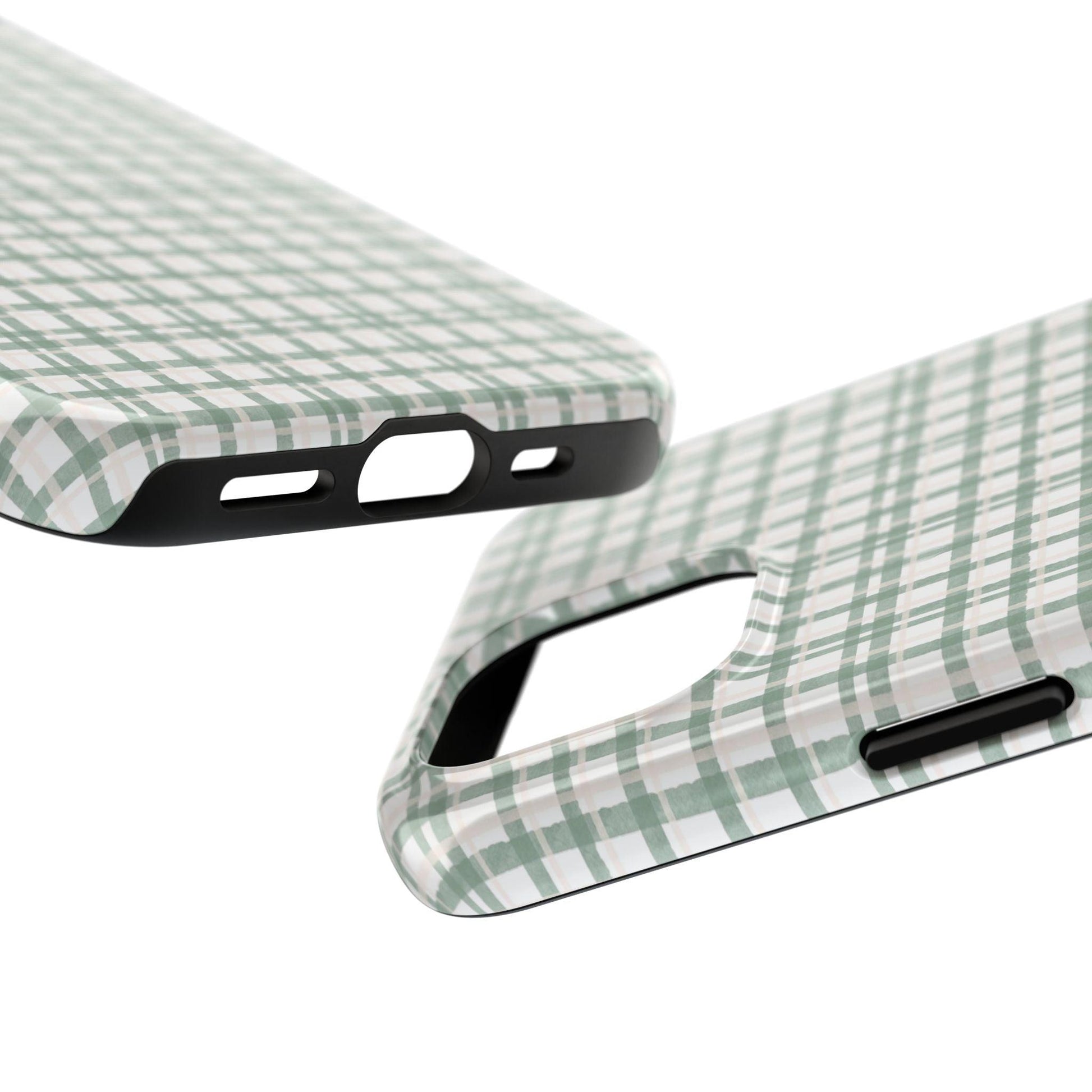 Vintage Sage Gingham Tough iPhone Cases - SmartHomeGoodies