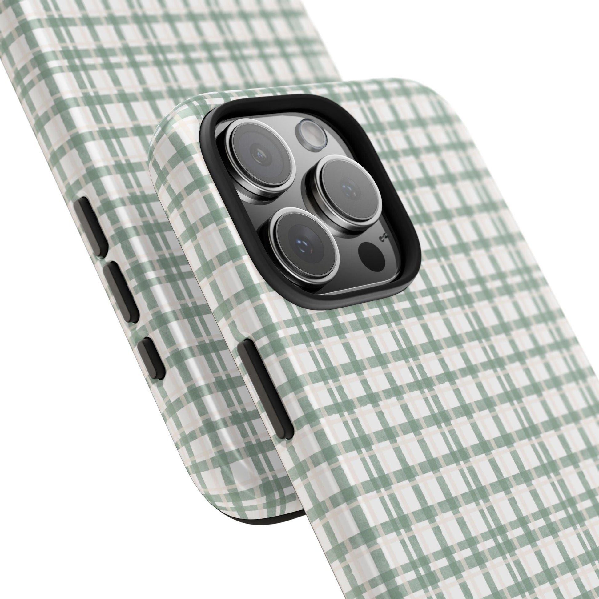 Vintage Sage Gingham Tough iPhone Cases - SmartHomeGoodies