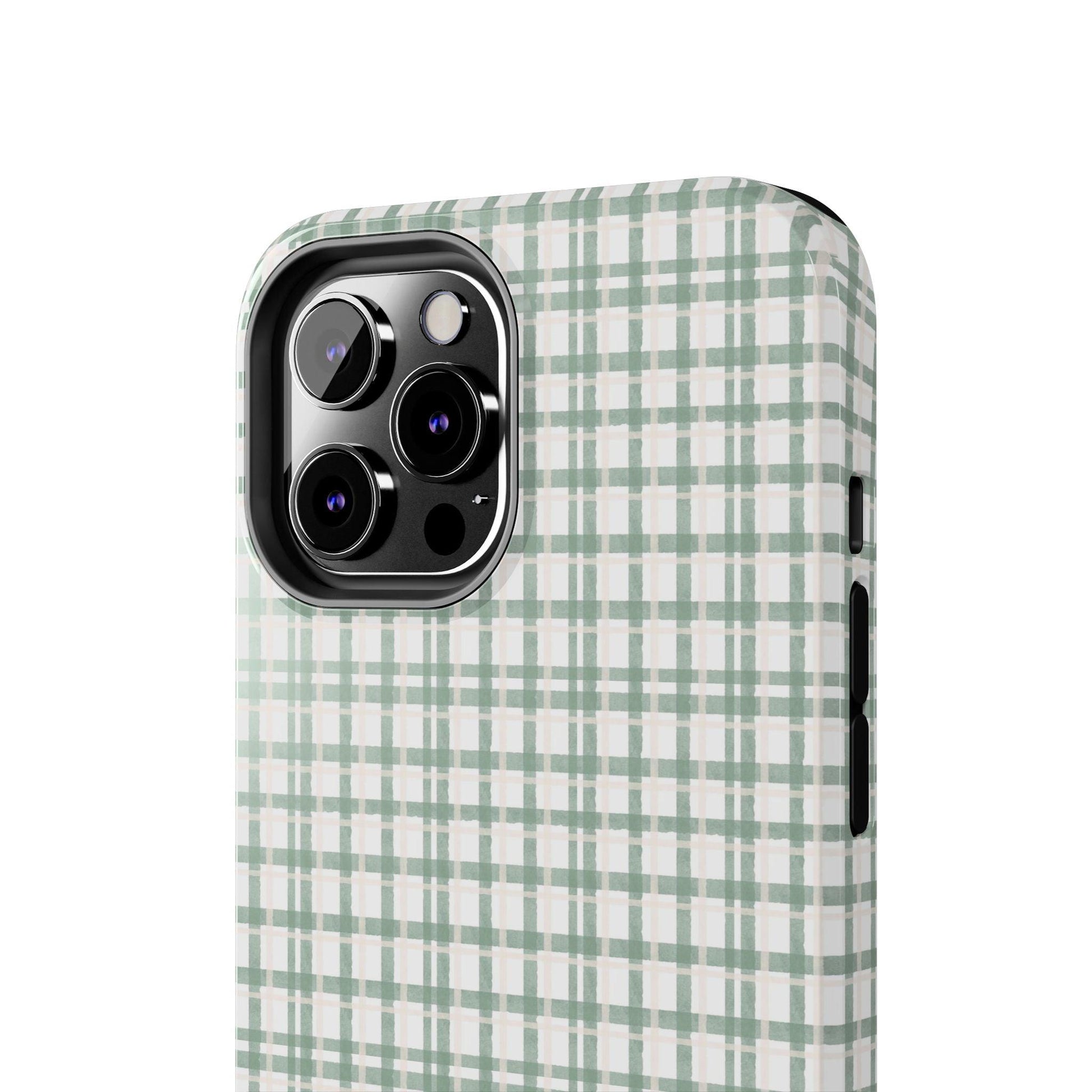 Vintage Sage Gingham Tough iPhone Cases - SmartHomeGoodies
