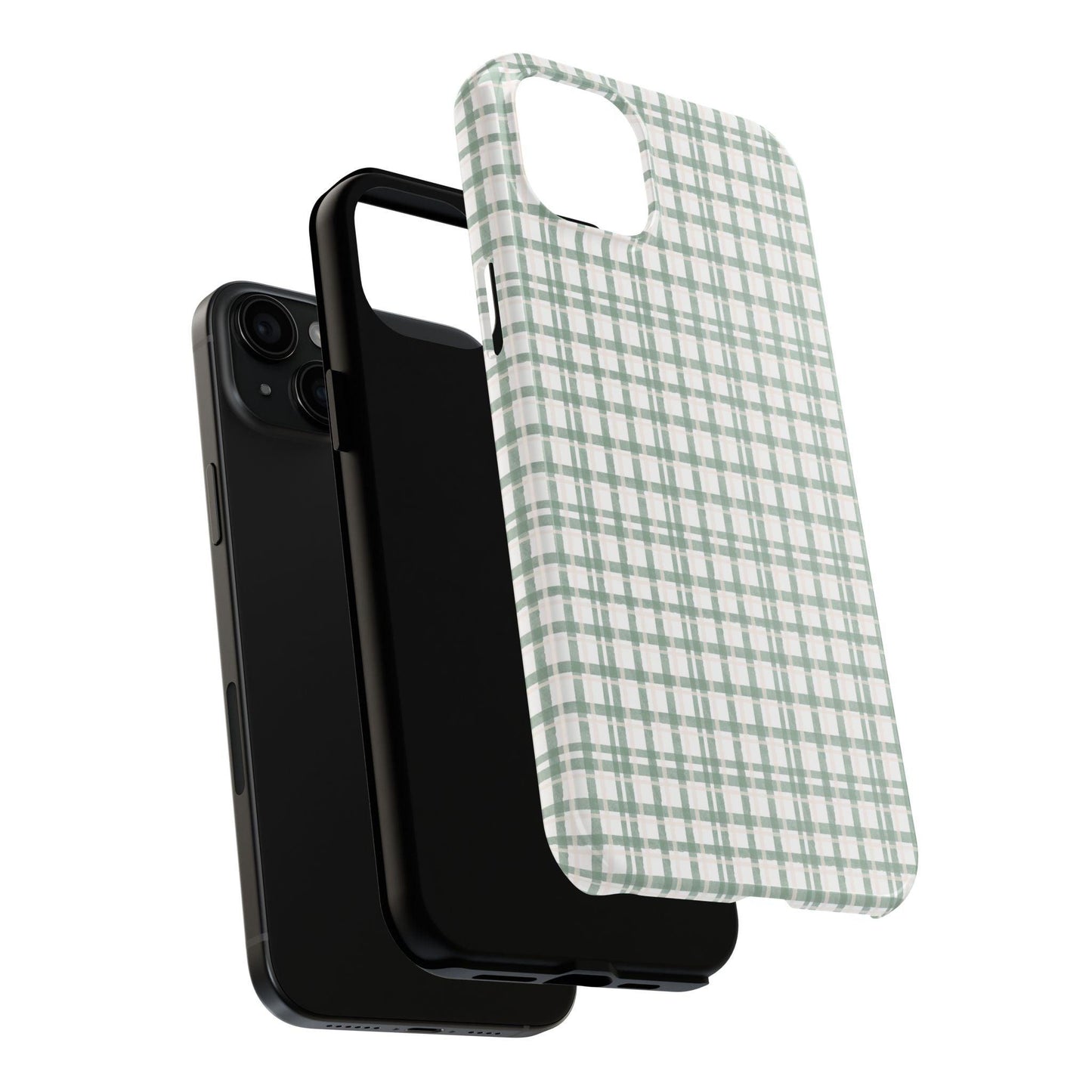 Vintage Sage Gingham Tough iPhone Cases - SmartHomeGoodies