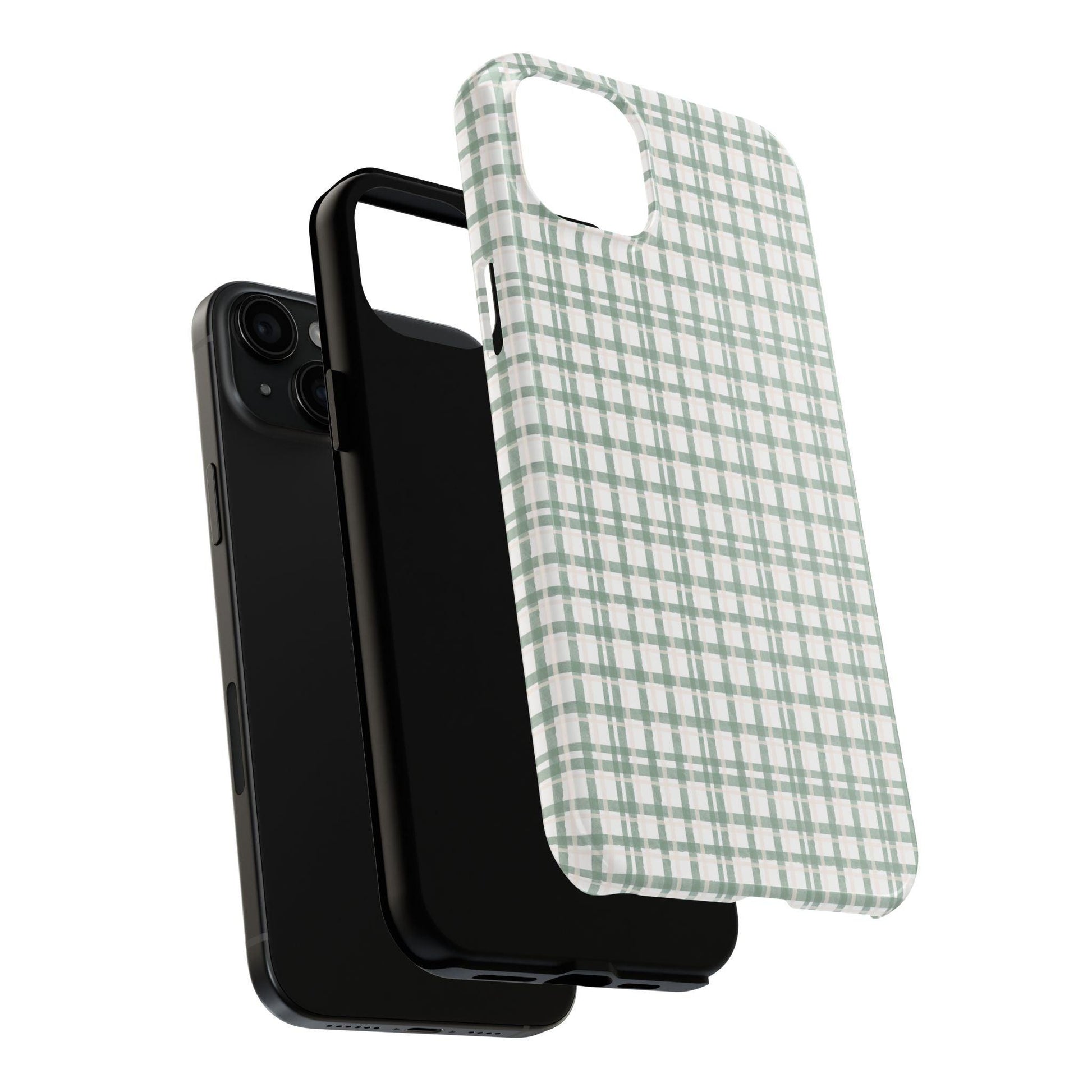 Vintage Sage Gingham Tough iPhone Cases - SmartHomeGoodies