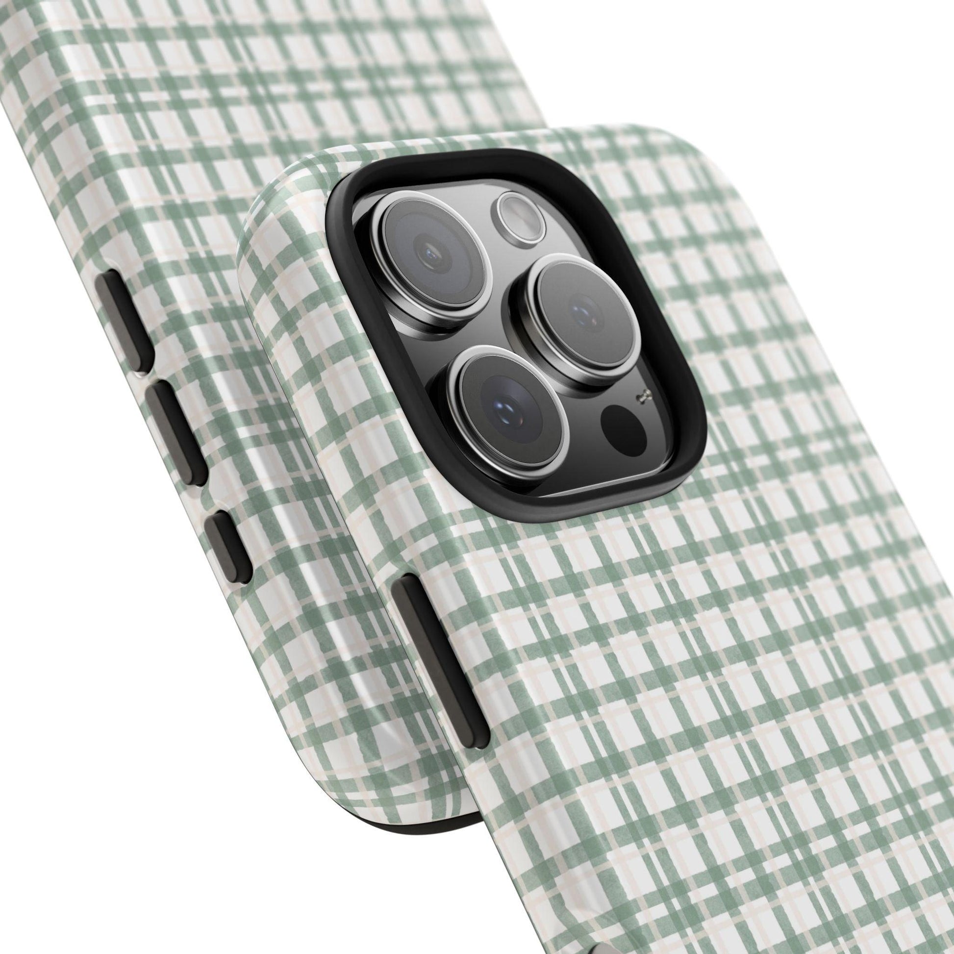 Vintage Sage Gingham Tough iPhone Cases - SmartHomeGoodies
