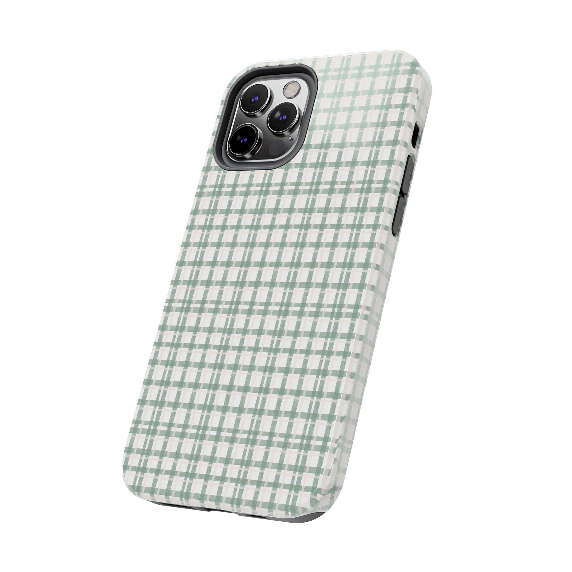 Vintage Sage Gingham Tough iPhone Cases - SmartHomeGoodies