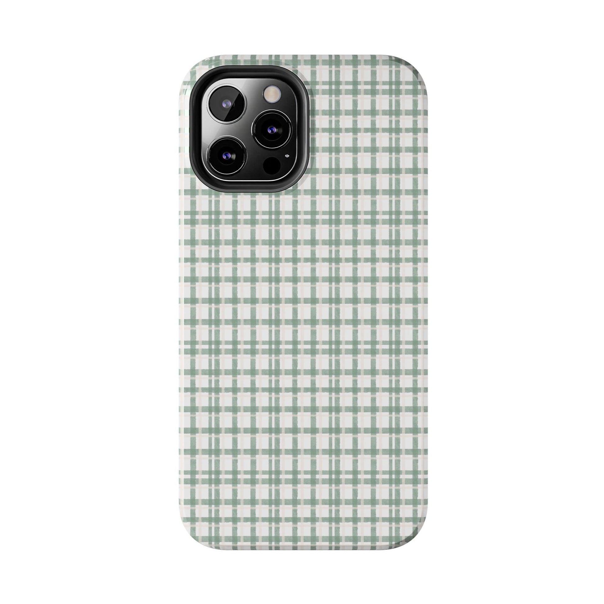 Vintage Sage Gingham Tough iPhone Cases - SmartHomeGoodies