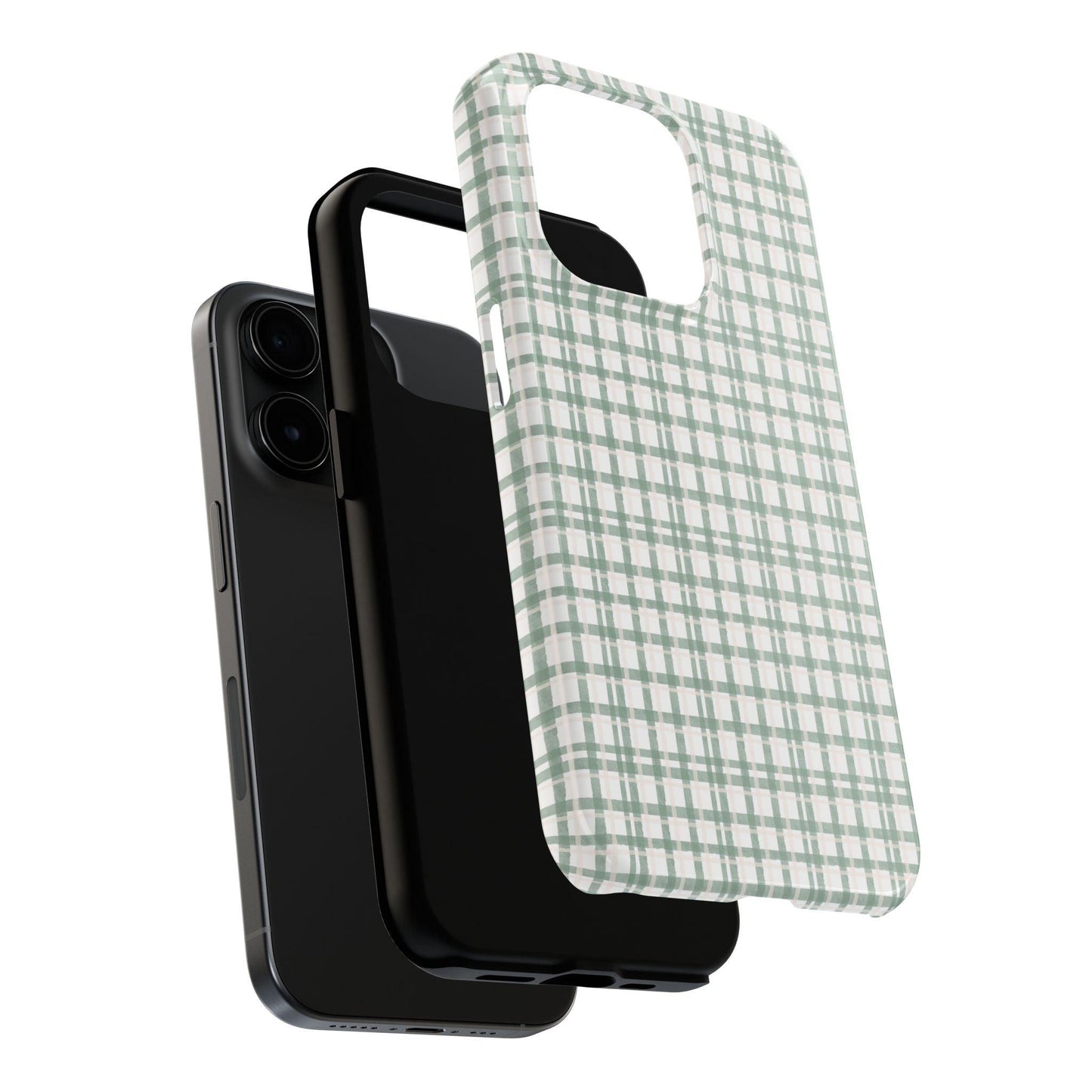 Vintage Sage Gingham Tough iPhone Cases - SmartHomeGoodies